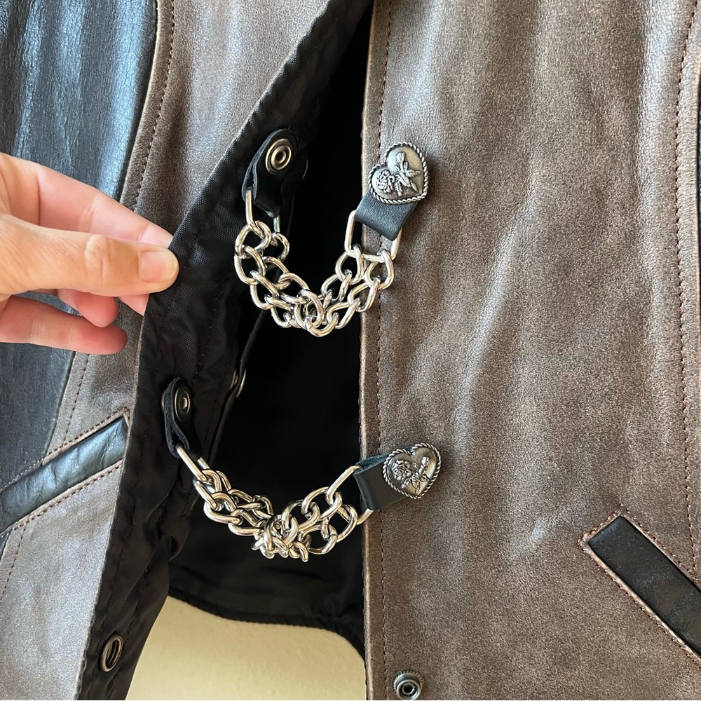 Daniel Smart Vest Womens XL Two-Toned Leather Side-Laced Conceal Carry Chains - Picture 3 of 15